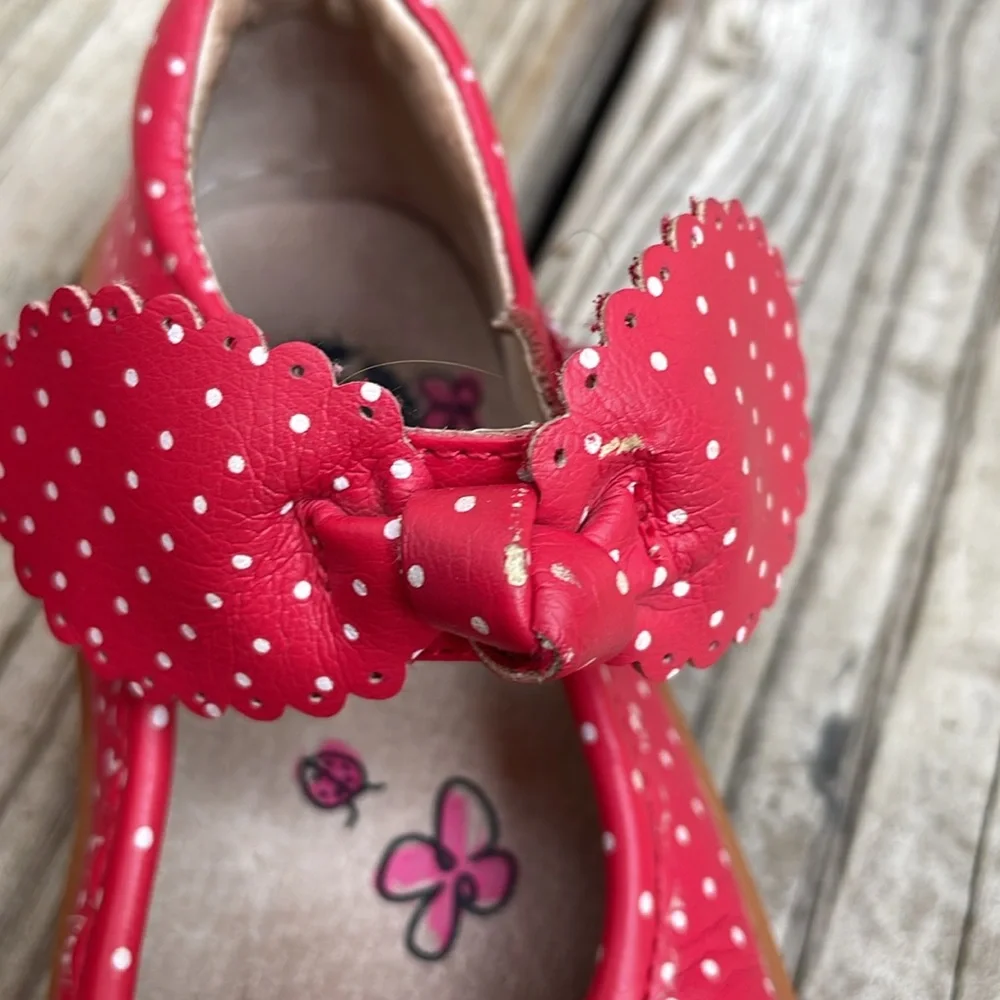 Livie & Luca Red Knotty Bow Mary Jane Shoes Little Girl Size 9